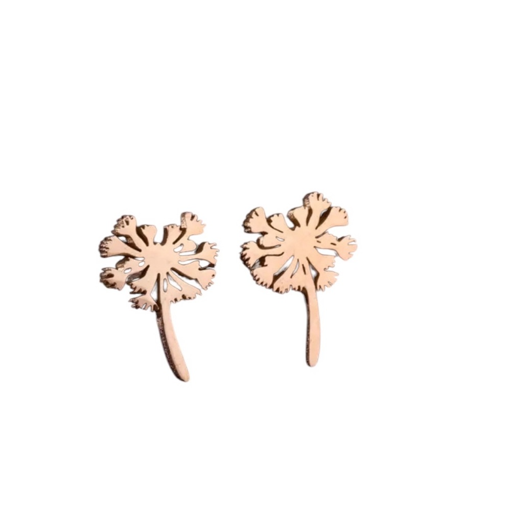 Rose Gold Stainless Steel Dandelion Stud Earrings